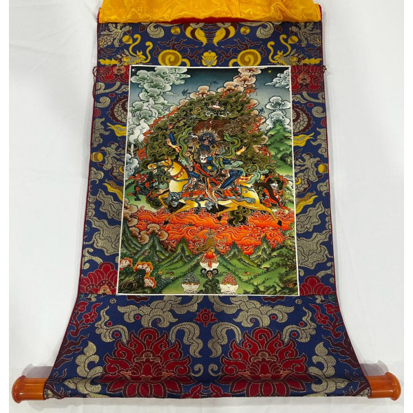 Palden Lhamo Thangka (75cmx46cm flex print with brocade)