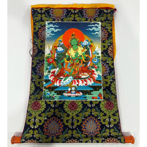 Dolma Single Thangka   (75cmx46cm flex printed with Brocade)