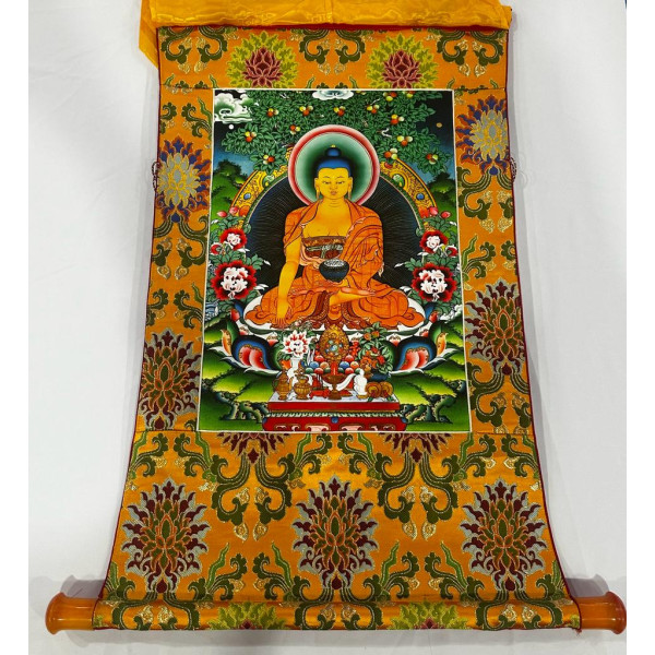 Tonpa Thangka (75cmx46cm flex printed with brocade)