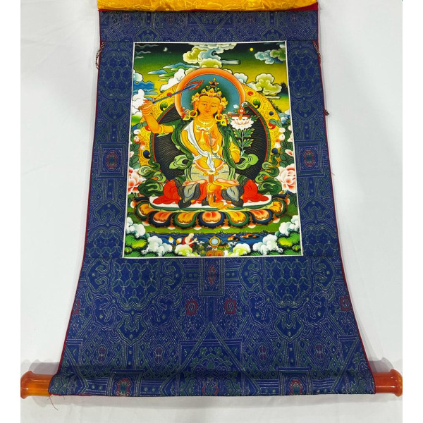 Jamphel Yang Thangka (75cmx46cm flex printed with brocade)