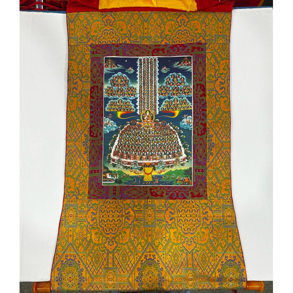 Lama Chopa Thangka (96cmx53cm flex printed with brocade)