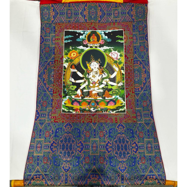 Namgyal Ma Thangka (96cmx53cm flex printed with brocade)