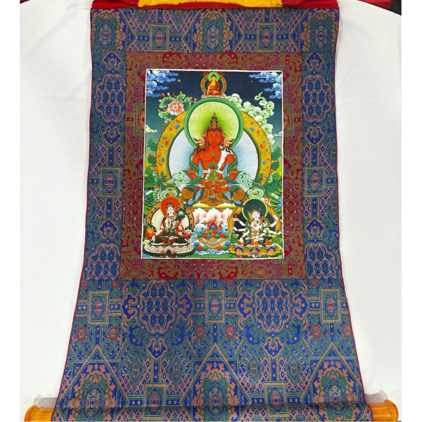 Tselha Namsum Thangka (96cmx53cm flex printed with brocade)