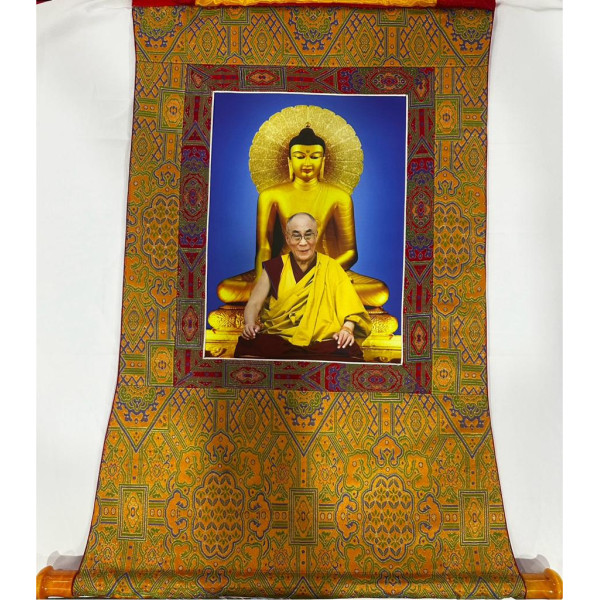 H.H 4th Dalai Lama Thangka (96cmx53cm flex printed with brocade)